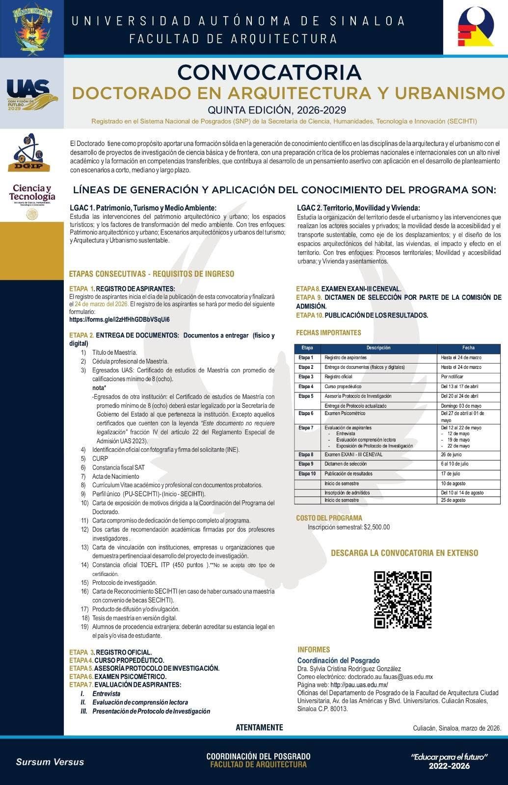 Convocatoria Maestría 2026-2028